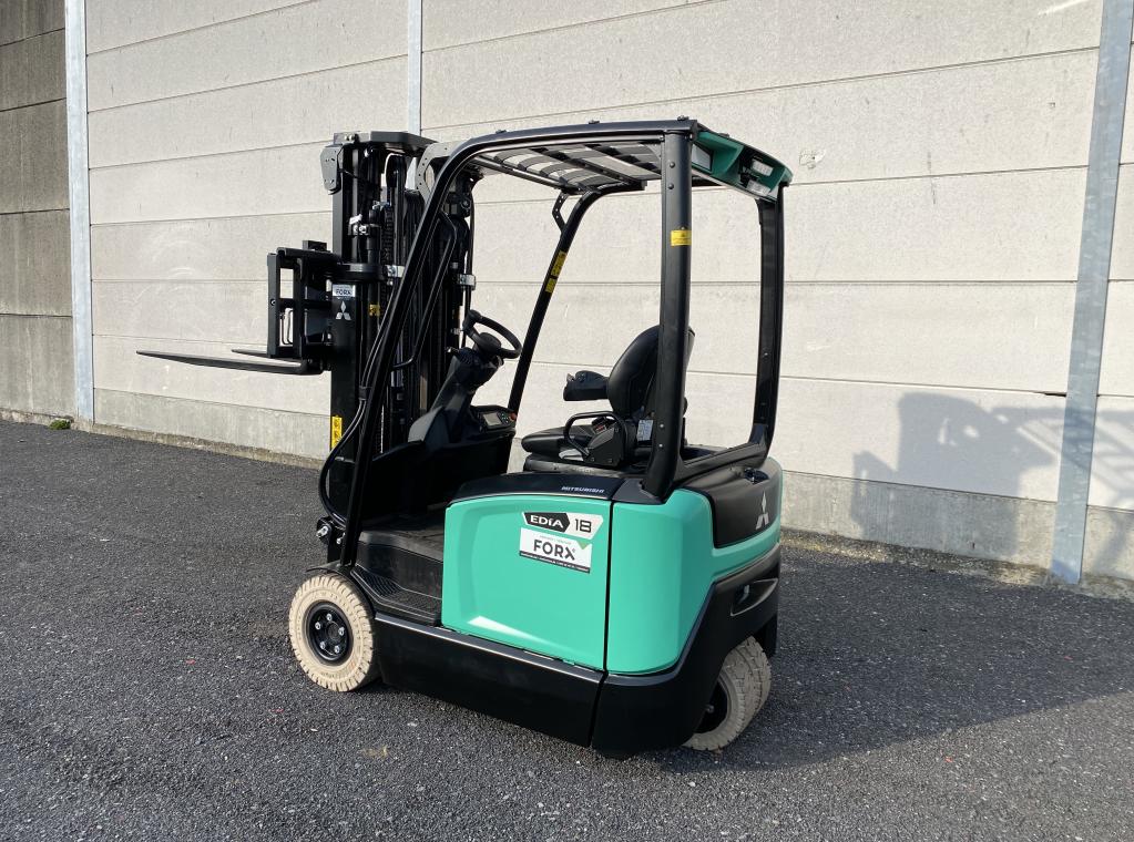 NEW ELEKTRISCHE DRIEWIEL HEFTRUCK COMPACT 1.8 tON HEFTRUCK FORKLIFT ELECTRIC NEW TE KOOP MITSUBISHI FB18ACNT 4.75M 4.8M TE KOOP VERKOOP MITSUBISHI HEFTRUCK FORKLIFT CHARIOT A VENDRE FORX DEKONINCK PIET ELECTRIC FORKLIFT 3 WHEEL 