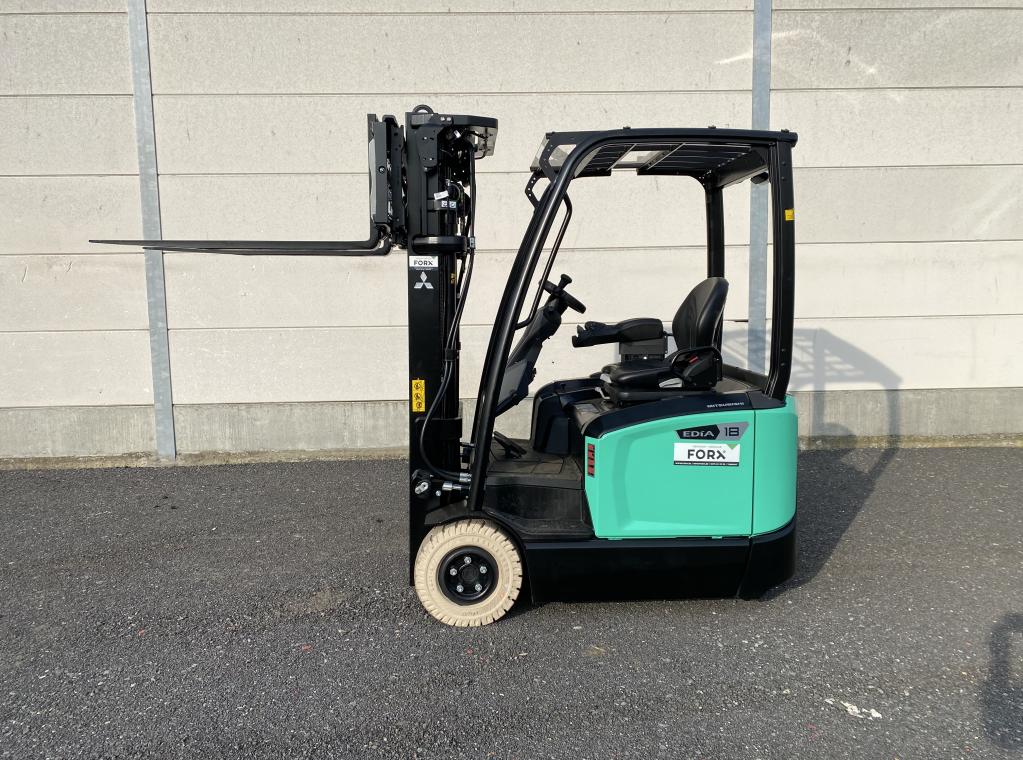 NEW ELEKTRISCHE DRIEWIEL HEFTRUCK COMPACT 1.8 tON HEFTRUCK FORKLIFT ELECTRIC NEW TE KOOP MITSUBISHI FB18ACNT 4.75M 4.8M TE KOOP VERKOOP MITSUBISHI HEFTRUCK FORKLIFT CHARIOT A VENDRE FORX DEKONINCK PIET ELECTRIC FORKLIFT 3 WHEEL 