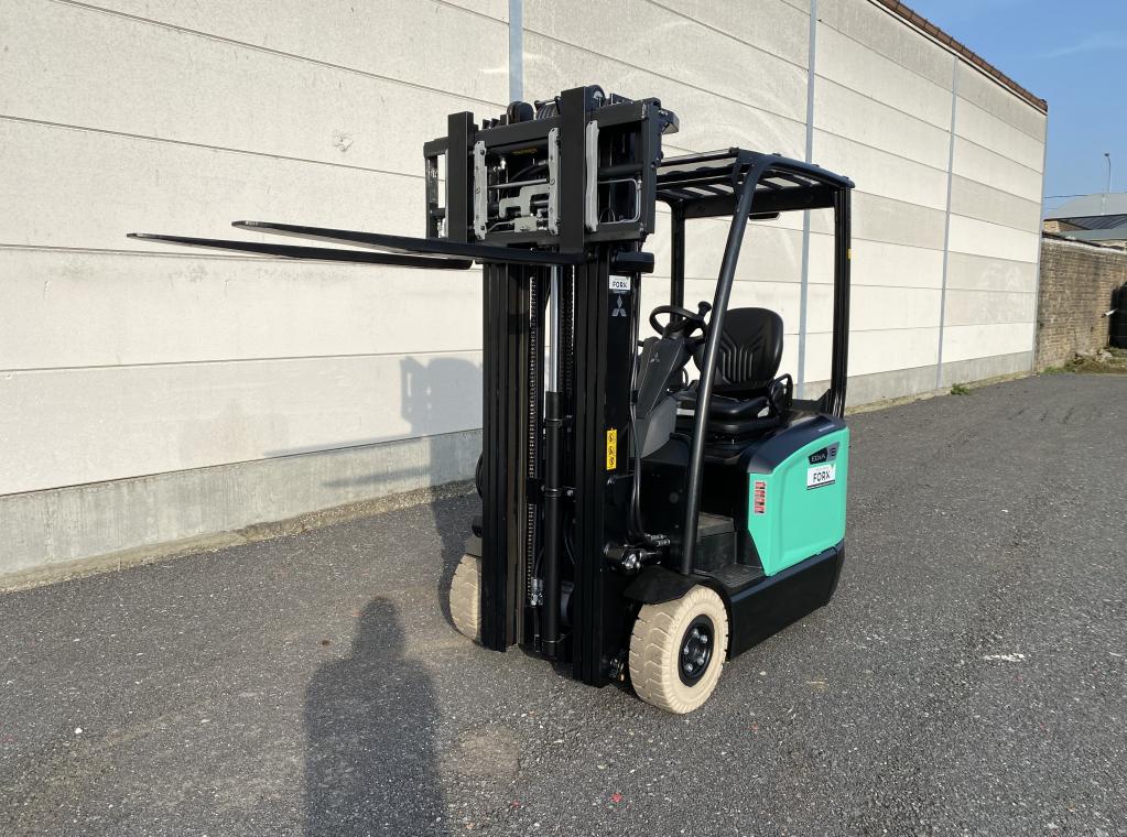 NEW ELEKTRISCHE DRIEWIEL HEFTRUCK COMPACT 1.8 tON HEFTRUCK FORKLIFT ELECTRIC NEW TE KOOP MITSUBISHI FB18ACNT 4.75M 4.8M TE KOOP VERKOOP MITSUBISHI HEFTRUCK FORKLIFT CHARIOT A VENDRE FORX DEKONINCK PIET ELECTRIC FORKLIFT 3 WHEEL 