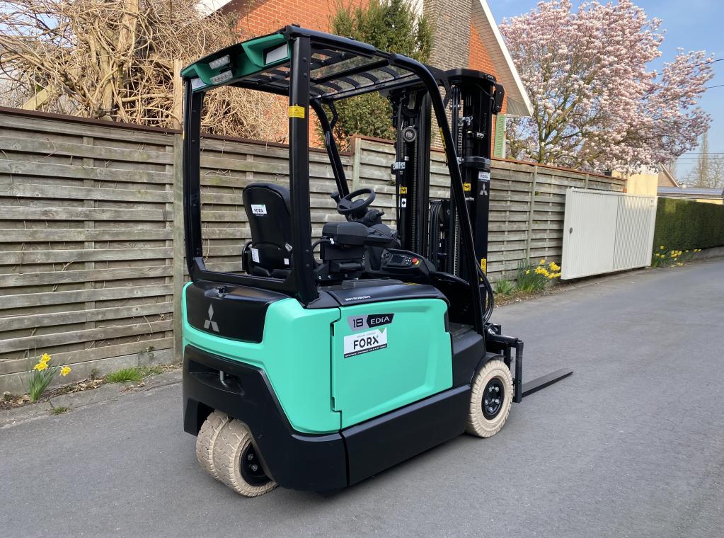 NEW ELEKTRISCHE DRIEWIEL HEFTRUCK COMPACT 1.8 tON HEFTRUCK FORKLIFT ELECTRIC NEW TE KOOP MITSUBISHI FB18ACNT 4.75M 4.8M TE KOOP VERKOOP MITSUBISHI HEFTRUCK FORKLIFT CHARIOT A VENDRE FORX DEKONINCK PIET ELECTRIC FORKLIFT 3 WHEEL 