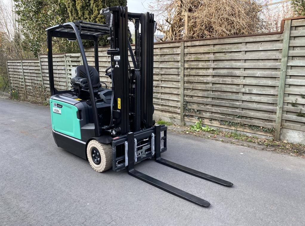 NEW ELEKTRISCHE DRIEWIEL HEFTRUCK COMPACT 1.8 tON HEFTRUCK FORKLIFT ELECTRIC NEW TE KOOP MITSUBISHI FB18ACNT 4.75M 4.8M TE KOOP VERKOOP MITSUBISHI HEFTRUCK FORKLIFT CHARIOT A VENDRE FORX DEKONINCK PIET ELECTRIC FORKLIFT 3 WHEEL 