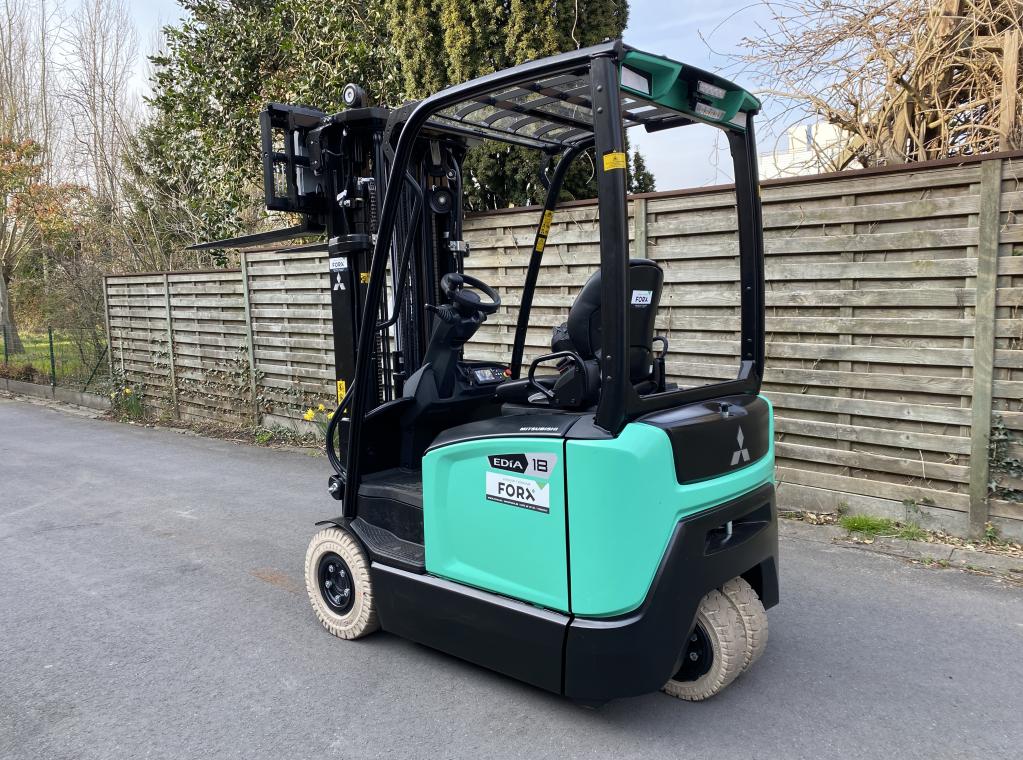 NEW ELEKTRISCHE DRIEWIEL HEFTRUCK COMPACT 1.8 tON HEFTRUCK FORKLIFT ELECTRIC NEW TE KOOP MITSUBISHI FB18ACNT 4.75M 4.8M TE KOOP VERKOOP MITSUBISHI HEFTRUCK FORKLIFT CHARIOT A VENDRE FORX DEKONINCK PIET ELECTRIC FORKLIFT 3 WHEEL 